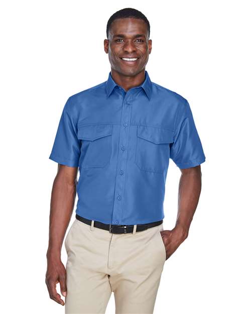 Men's Key West Short Sleeve Performance Staff Shirt - - 13873 Pool Blue 256B9 3-3.9 oz AB Exclusive Brands CA New ab Dress Shirts Explore Resort & Gift Explore Resort & Gift Staff Uniforms Explore Resort & Gifting Activities & Service Fishing Shirts Harriton M580 Mens & Unisex New AB Pockets Polyester - 100% Ripstop S&S Exclusive Brands Short Sleeves Tops Wovens Wovens & Dress Shirts