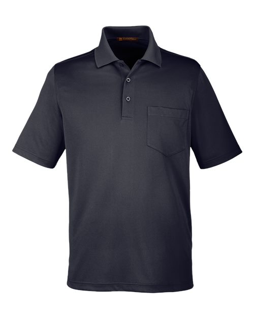Harriton M348P, Men's Advantage Snag Protection Plus Il Pocket Polo, Black