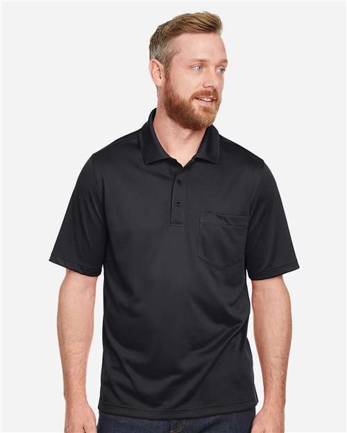 Harriton M348P, Men's Advantage Snag Protection Plus Il Pocket Polo, Black