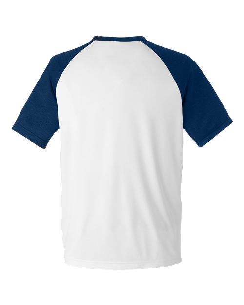 Team 365 TT62, Unisex Zone Colorblock Raglan T-shirt, White/ Sport Dark Navy Heather