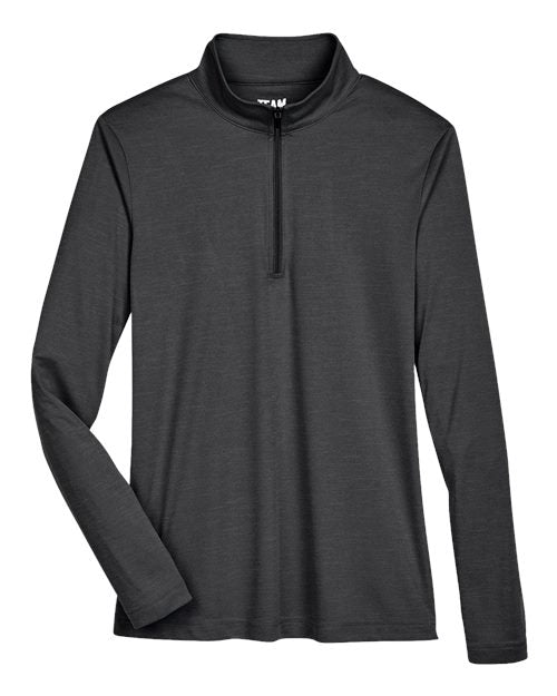 Team 365 TT31HW, Women's Zone Sonic Heather Performance Quarter-zip Pullover, Black Heather