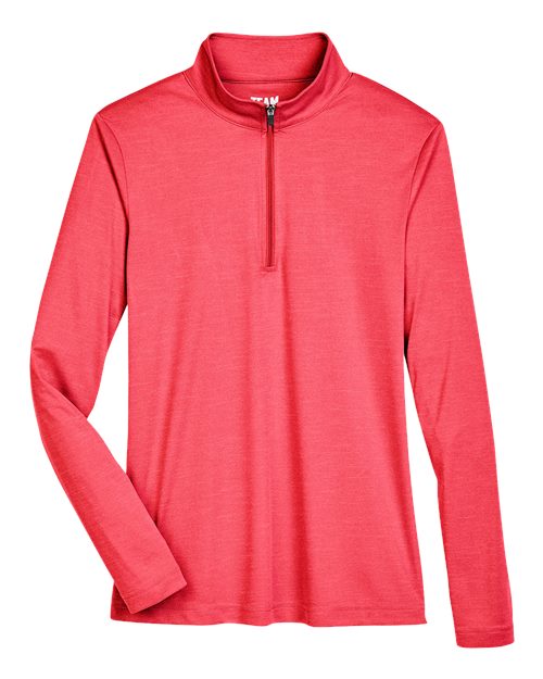 Team 365 TT31HW, Women's Zone Sonic Heather Performance Quarter-zip Pullover, Sport Red Heather