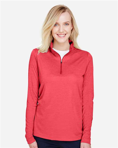 Team 365 TT31HW, Women's Zone Sonic Heather Performance Quarter-zip Pullover, Sport Red Heather