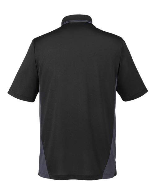 Harriton M386, Men's Flash Snag Protection Plus Il Colorblock Polo, Black/ Dark Charcoal