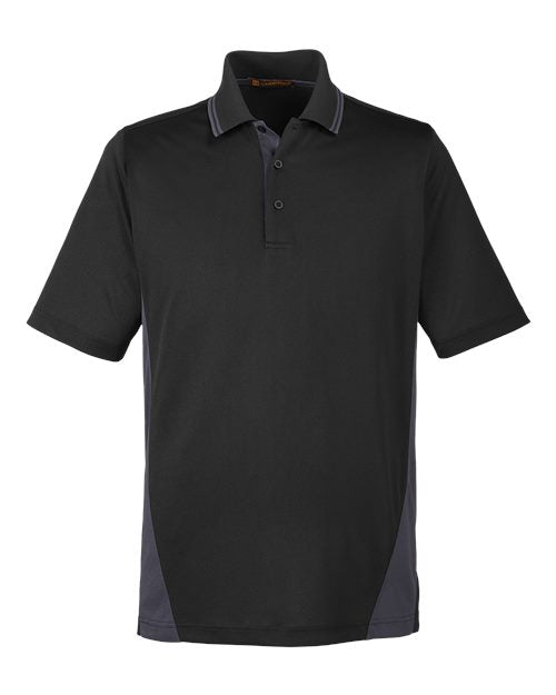 Harriton M386, Men's Flash Snag Protection Plus Il Colorblock Polo, Black/ Dark Charcoal