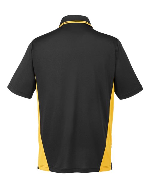 Harriton M386, Men's Flash Snag Protection Plus Il Colorblock Polo, Black/ Sunray Yellow
