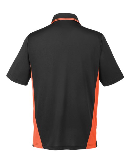 Harriton M386, Men's Flash Snag Protection Plus Il Colorblock Polo, Black/ Team Orange