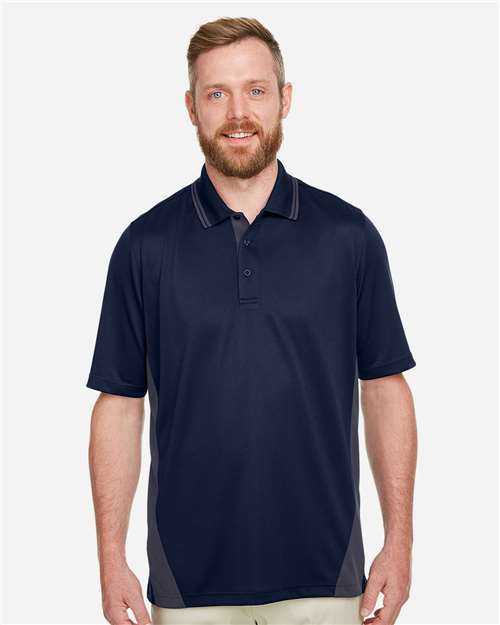 Harriton M386, Men's Flash Snag Protection Plus Il Colorblock Polo, Dark Navy/ Dark Charcoal