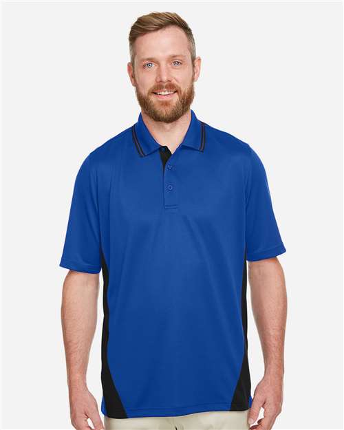 Harriton M386, Men's Flash Snag Protection Plus Il Colorblock Polo, True Royal/ Black