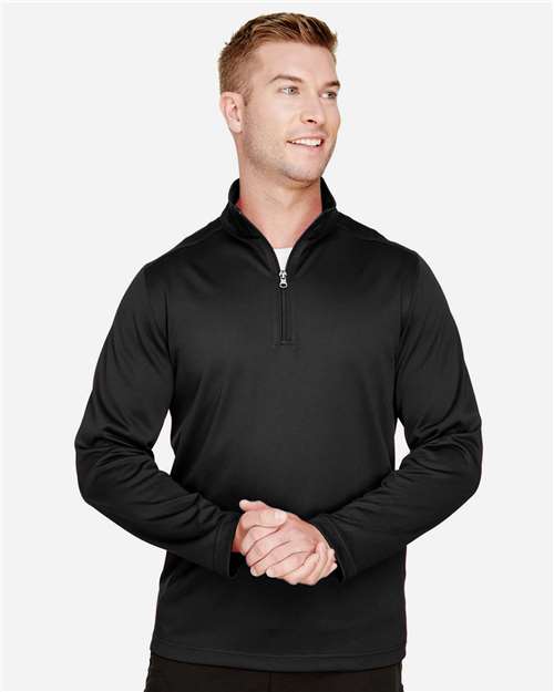 Harriton M748, Men's Advantage Snag Protection Plus Quarter-zip Pullover, Black