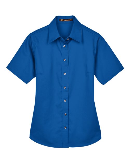 Harriton M500SW, Women's Easy Blend Short Sleeve Twill Dress Shirt With Stain-release, French Blue