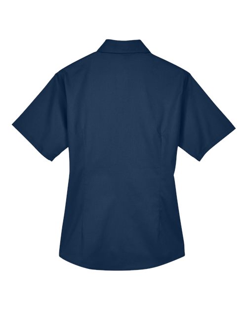 Harriton M500SW, Women's Easy Blend Short Sleeve Twill Dress Shirt With Stain-release, Navy