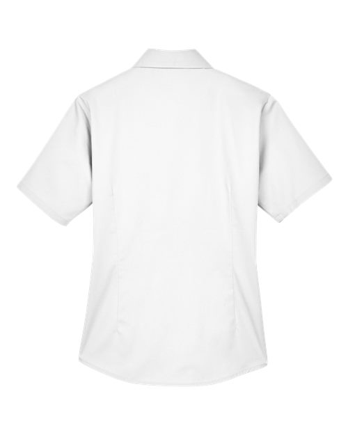 Harriton M500SW, Women's Easy Blend Short Sleeve Twill Dress Shirt With Stain-release, White