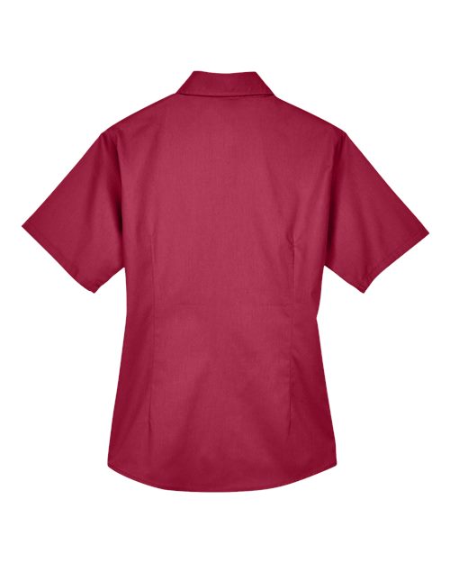 Harriton M500SW, Women's Easy Blend Short Sleeve Twill Dress Shirt With Stain-release, Wine