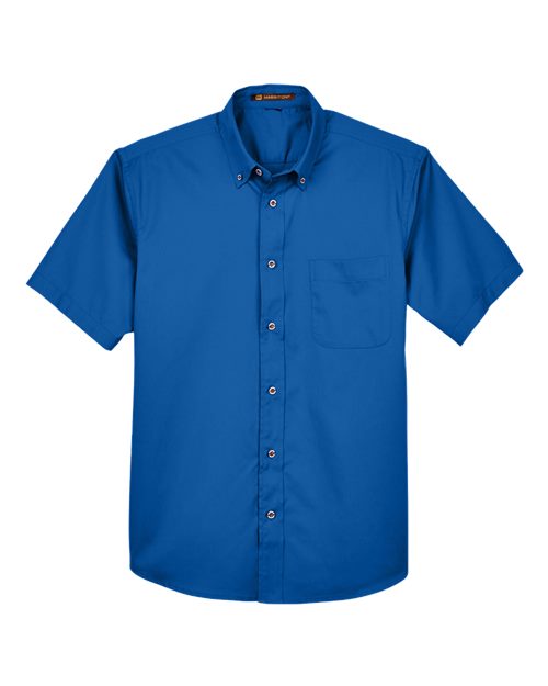 Harriton M500S, Men's Easy Blend Twill Dress Shirt With Stain-release, French Blue