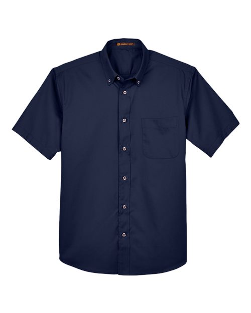 Harriton M500S, Men's Easy Blend Twill Dress Shirt With Stain-release, Navy