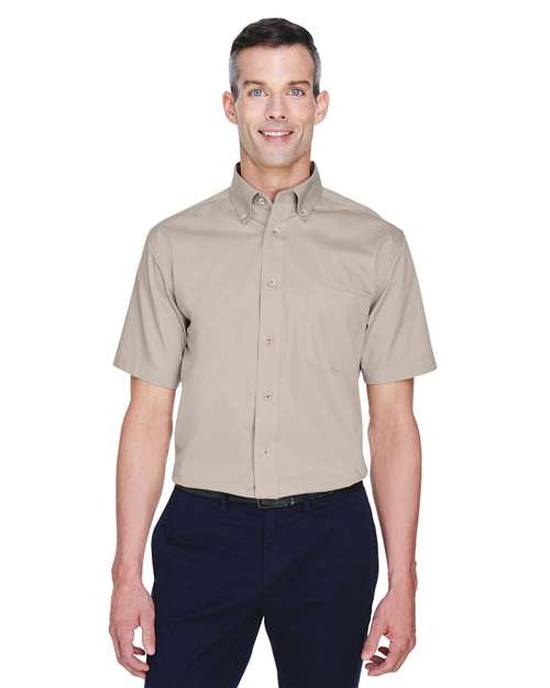 Men's Easy Blend™ Twill Dress Shirt with Stain-Release - - 13896 Stone 237B9 4-4.9 oz AB Exclusive Brands Back to School 2025 CA CA New ab Cotton Dress Shirts Harriton M500S Mens & Unisex New AB Pockets Polyester S&S Deep Deals S&S Exclusive Brands Short Sleeves Stain Resistant Tops Wovens Wovens & Dress Shirts Wrinkle Free