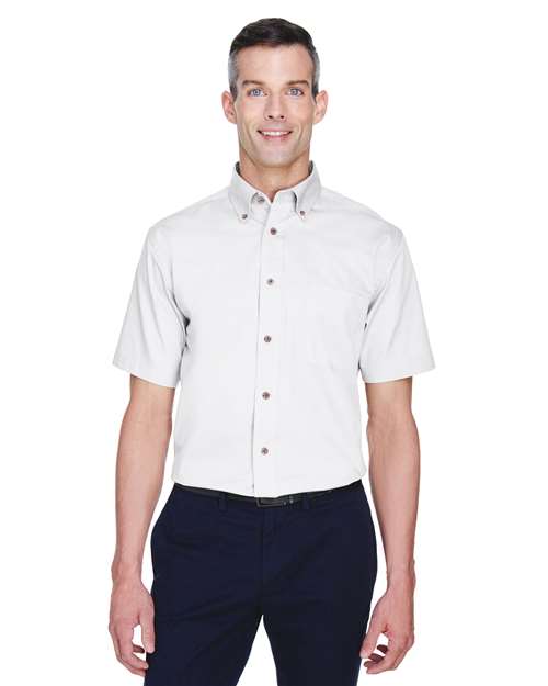 Men's Easy Blend™ Twill Dress Shirt with Stain-Release - - 13896 White 237B9 4-4.9 oz AB Exclusive Brands Back to School 2025 CA CA New ab Cotton Dress Shirts Harriton M500S Mens & Unisex New AB Pockets Polyester S&S Deep Deals S&S Exclusive Brands Short Sleeves Stain Resistant Tops Wovens Wovens & Dress Shirts Wrinkle Free
