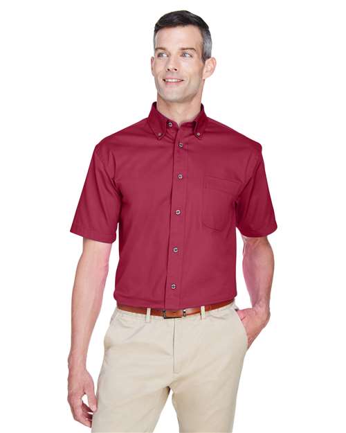 Men's Easy Blend™ Twill Dress Shirt with Stain-Release - - 13896 Wine 237B9 4-4.9 oz AB Exclusive Brands Back to School 2025 CA CA New ab Cotton Dress Shirts Harriton M500S Mens & Unisex New AB Pockets Polyester S&S Deep Deals S&S Exclusive Brands Short Sleeves Stain Resistant Tops Wovens Wovens & Dress Shirts Wrinkle Free