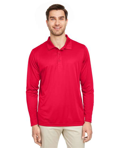 Men's Zone Performance Long Sleeve Polo - - 13899 Sport Red 3-3.9 oz 720D9 AB Exclusive Brands Activewear CA New ab Long Sleeves Mens & Unisex Moisture-Management New AB Performance Polos Polos & Knits Polyester - 100% S&S Exclusive Brands Spiritwear Sport Shirts Sun/UV Protection Team 365 Tops TT51L