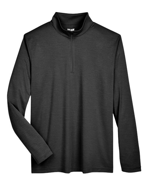 Team 365 TT31H, Men's Zone Sonic Heather Performance Quarter-zip Pullover, Black Heather
