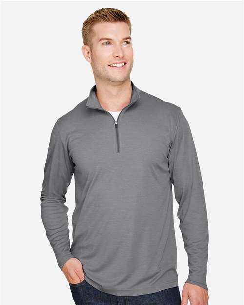 Team 365 TT31H, Men's Zone Sonic Heather Performance Quarter-zip Pullover, Dark Grey Heather