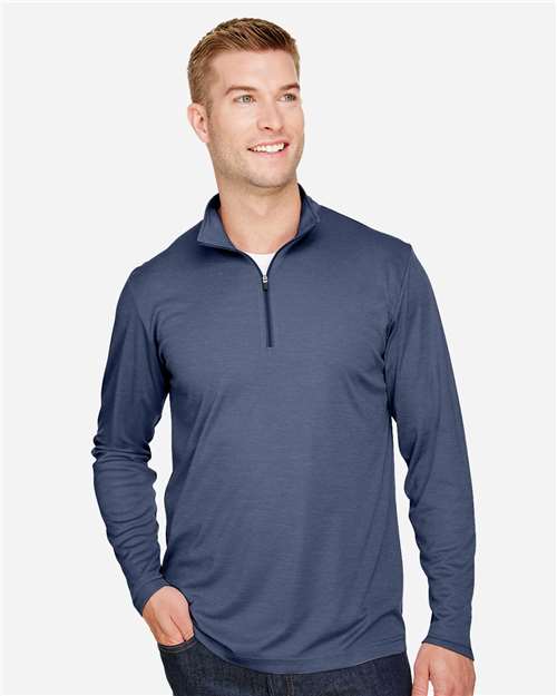Team 365 TT31H, Men's Zone Sonic Heather Performance Quarter-zip Pullover, Sport Dark Navy Heather