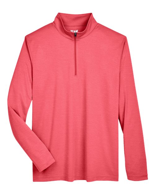 Team 365 TT31H, Men's Zone Sonic Heather Performance Quarter-zip Pullover, Sport Red Heather