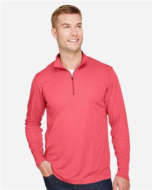 Team 365 TT31H, Men's Zone Sonic Heather Performance Quarter-zip Pullover, Sport Red Heather