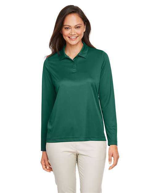 Women's Zone Performance Long Sleeve Polo - - 13902 Sport Forest 3-3.9 oz 721D9 AB Exclusive Brands Activewear CA New ab Long Sleeves Moisture-Management New AB Performance Polos Polos & Knits Polyester - 100% S&S Exclusive Brands Spiritwear Sport Shirts Sun/UV Protection Team 365 Tops TT51LW Womens