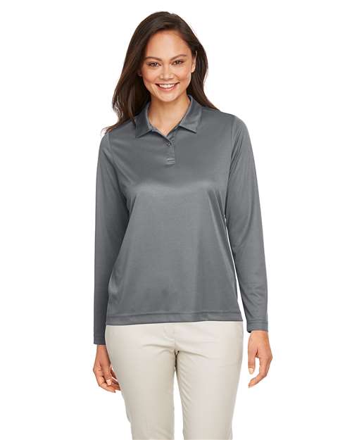 Women's Zone Performance Long Sleeve Polo - - 13902 Sport Graphite 3-3.9 oz 721D9 AB Exclusive Brands Activewear CA New ab Long Sleeves Moisture-Management New AB Performance Polos Polos & Knits Polyester - 100% S&S Exclusive Brands Spiritwear Sport Shirts Sun/UV Protection Team 365 Tops TT51LW Womens