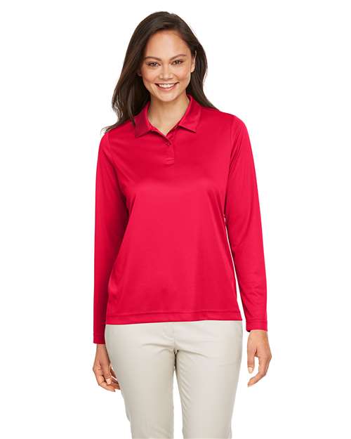 Women's Zone Performance Long Sleeve Polo - - 13902 Sport Red 3-3.9 oz 721D9 AB Exclusive Brands Activewear CA New ab Long Sleeves Moisture-Management New AB Performance Polos Polos & Knits Polyester - 100% S&S Exclusive Brands Spiritwear Sport Shirts Sun/UV Protection Team 365 Tops TT51LW Womens