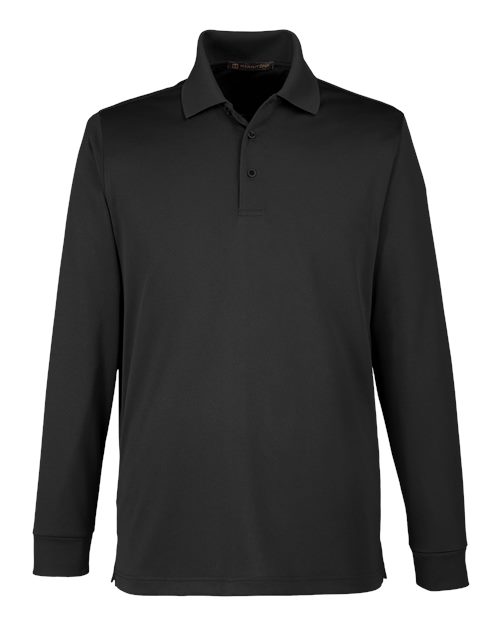 Harriton M348L, Men's Advantage Snag Protection Plus Il Long Sleeve Polo, Black