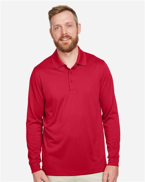 Harriton M348L, Men's Advantage Snag Protection Plus Il Long Sleeve Polo, Red