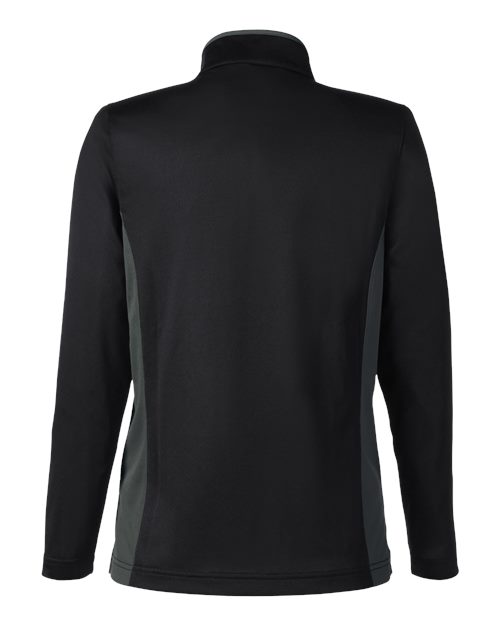 Harriton M786W, Women's Flash Snag Protection Plus Il Colorblock Quarter-zip Pullover, Black/ Dark Charcoal