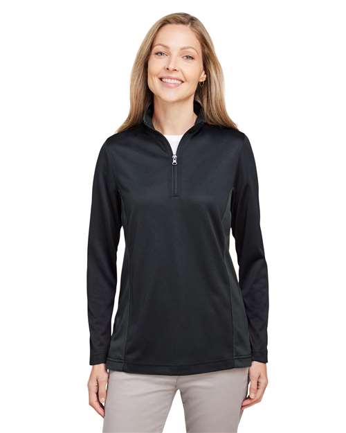 Women's Flash Snag Protection Plus IL Colorblock Quarter-Zip Pullover - - 13917 Black Dark Charcoal 298B9 6-6.9 oz AB Exclusive Brands Antimicrobial CA New ab Harriton Knit Long Sleeves M786W Moisture-Management New AB Performance Polos & Knits Polyester - 100% Pullovers Quarter-Zips S&S Exclusive Brands Snag Resistant Spiritwear Sun/UV Protection Tops Womens Workwear Zips