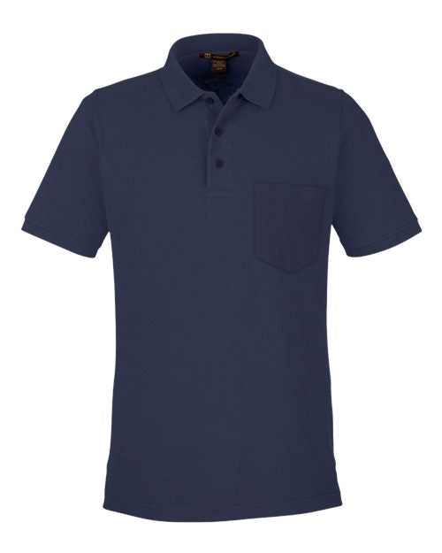 Harriton M205P, Men's Valiant Cotton Snag Protect Pocket Polo, Dark Navy