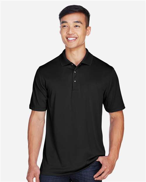 Harriton M345, Men's Advantage Snag Protection Plus Il Snap Placket Polo, Black