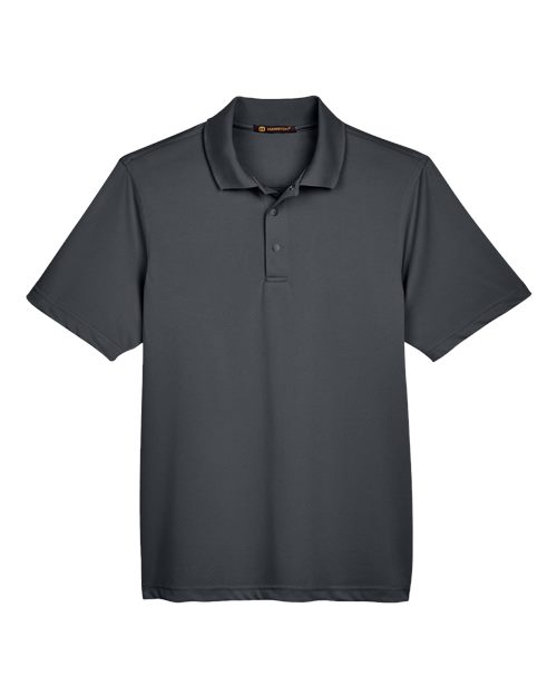 Harriton M345, Men's Advantage Snag Protection Plus Il Snap Placket Polo, Dark Charcoal