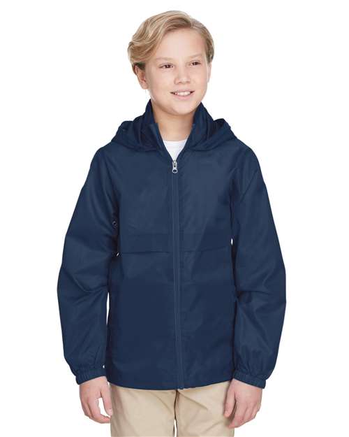 Youth Zone Protect Lightweight Jacket - - 13927 Sport Dark Navy 730D9 AB Exclusive Brands Activewear Back to School 2025 CA CA New ab Explore Corporate Explore Corporate Gifting & Incentives Explore Corporate Gifting - Budget Friendly Full-Zips Hooded Jackets New AB Outerwear Polyester - 100% S&S Exclusive Brands Safety Team 365 TT73Y Water Resistant Youth Zips