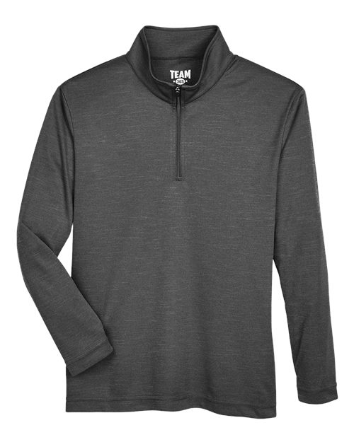 Team 365 TT31HY, Youth Zone Sonic Heather Performance Quarter-zip Pullover, Black Heather