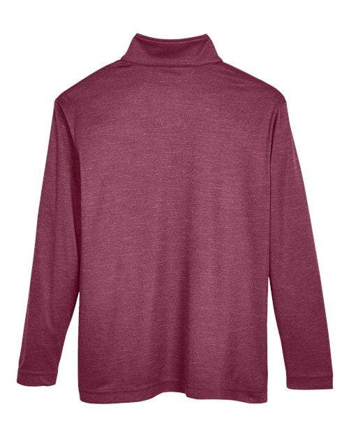 Team 365 TT31HY, Youth Zone Sonic Heather Performance Quarter-zip Pullover, Sport Maroon Heather