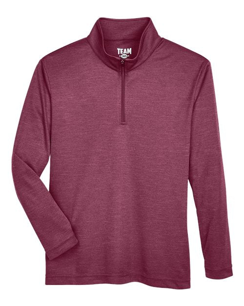 Team 365 TT31HY, Youth Zone Sonic Heather Performance Quarter-zip Pullover, Sport Maroon Heather