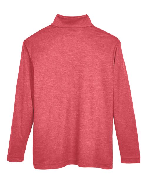 Team 365 TT31HY, Youth Zone Sonic Heather Performance Quarter-zip Pullover, Sport Red Heather