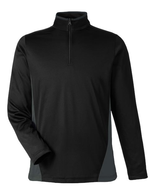 Harriton M786, Men's Flash Snag Protection Plus Il Colorblock Quarter-zip Pullover, Black/ Dark Charcoal