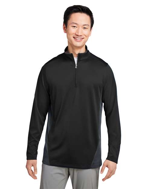 Men's Flash Snag Protection Plus IL Colorblock Quarter-Zip Pullover - - 13930 Black Dark Charcoal 297B9 6-6.9 oz AB Exclusive Brands Antimicrobial CA New ab Harriton Knit Long Sleeves M786 Mens & Unisex Moisture-Management New AB Performance Polos & Knits Polyester - 100% Pullovers Quarter-Zips S&S Exclusive Brands Snag Resistant Spiritwear Sun/UV Protection Tops Workwear Zips