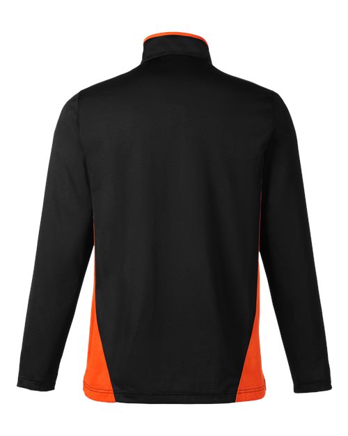 Harriton M786, Men's Flash Snag Protection Plus Il Colorblock Quarter-zip Pullover, Black/ Team Orange