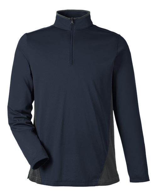Harriton M786, Men's Flash Snag Protection Plus Il Colorblock Quarter-zip Pullover, Dark Navy/ Dark Charcoal