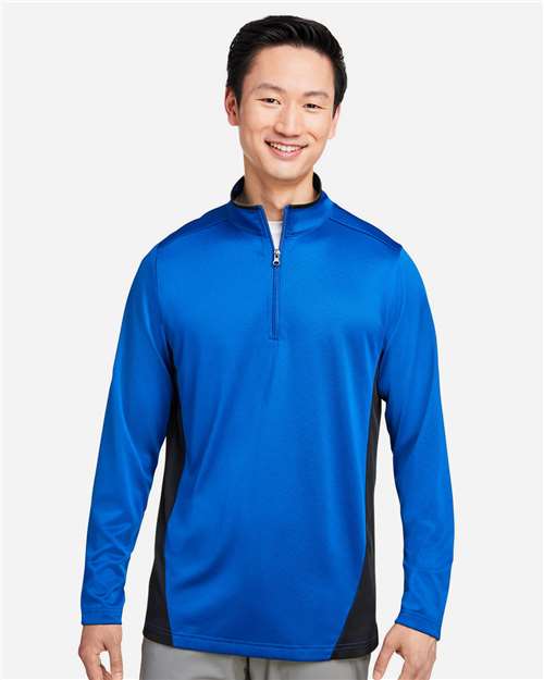 Harriton M786, Men's Flash Snag Protection Plus Il Colorblock Quarter-zip Pullover, True Royal/ Black