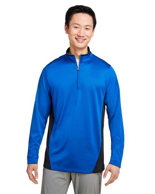 Men's Flash Snag Protection Plus IL Colorblock Quarter-Zip Pullover - - 13930 True Royal Black 297B9 6-6.9 oz AB Exclusive Brands Antimicrobial CA New ab Harriton Knit Long Sleeves M786 Mens & Unisex Moisture-Management New AB Performance Polos & Knits Polyester - 100% Pullovers Quarter-Zips S&S Exclusive Brands Snag Resistant Spiritwear Sun/UV Protection Tops Workwear Zips